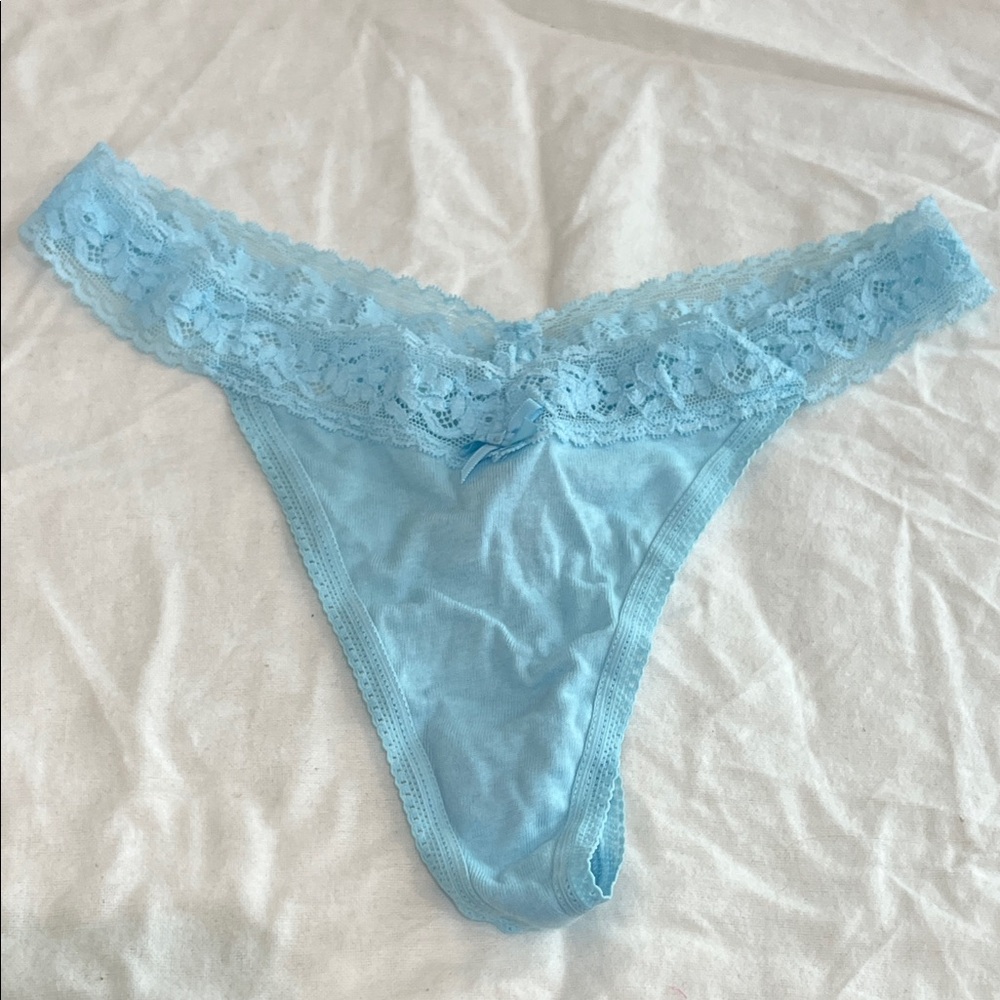 NWT - Victoria's Secret Sky Blue Lace Thong